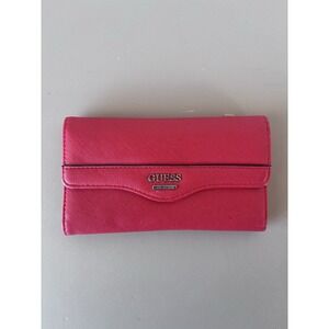Guess Trifold Red Faux Leather Wallet Women's 6.75" x 3.75"